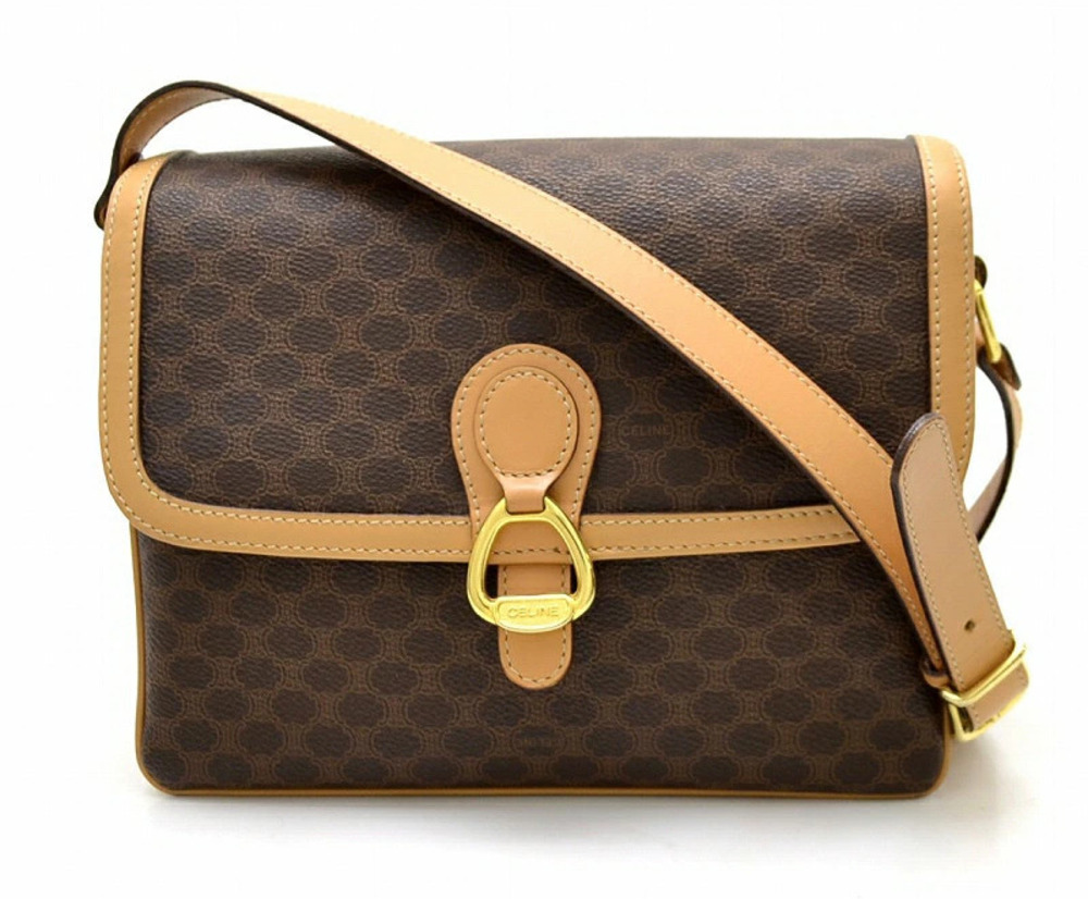 Celine Macadam Blazon Crossbody Bag brown dark
